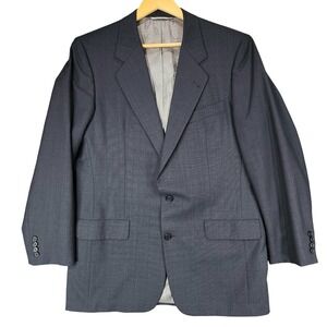 Vtg Hickey Freeman Sport Coat 41L Mens Gray Plaid 100% Wool USA Single Breasted‎